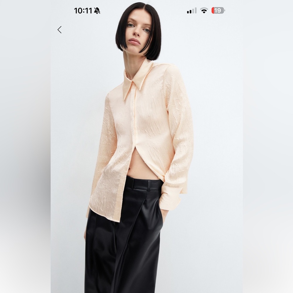 MANGO Satin textured shirt
